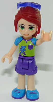 Mia, Dark Purple Shorts, Lime Top, Sunglasses